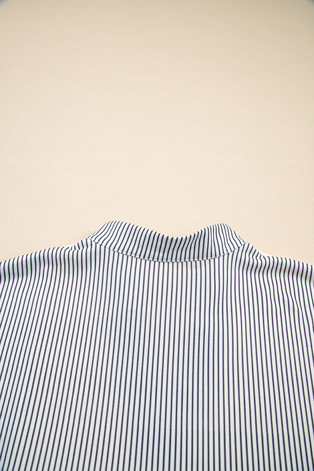 Beige Floral Striped Drop Sleeve Collared Boxy Fit Sweatshirt - Image 7