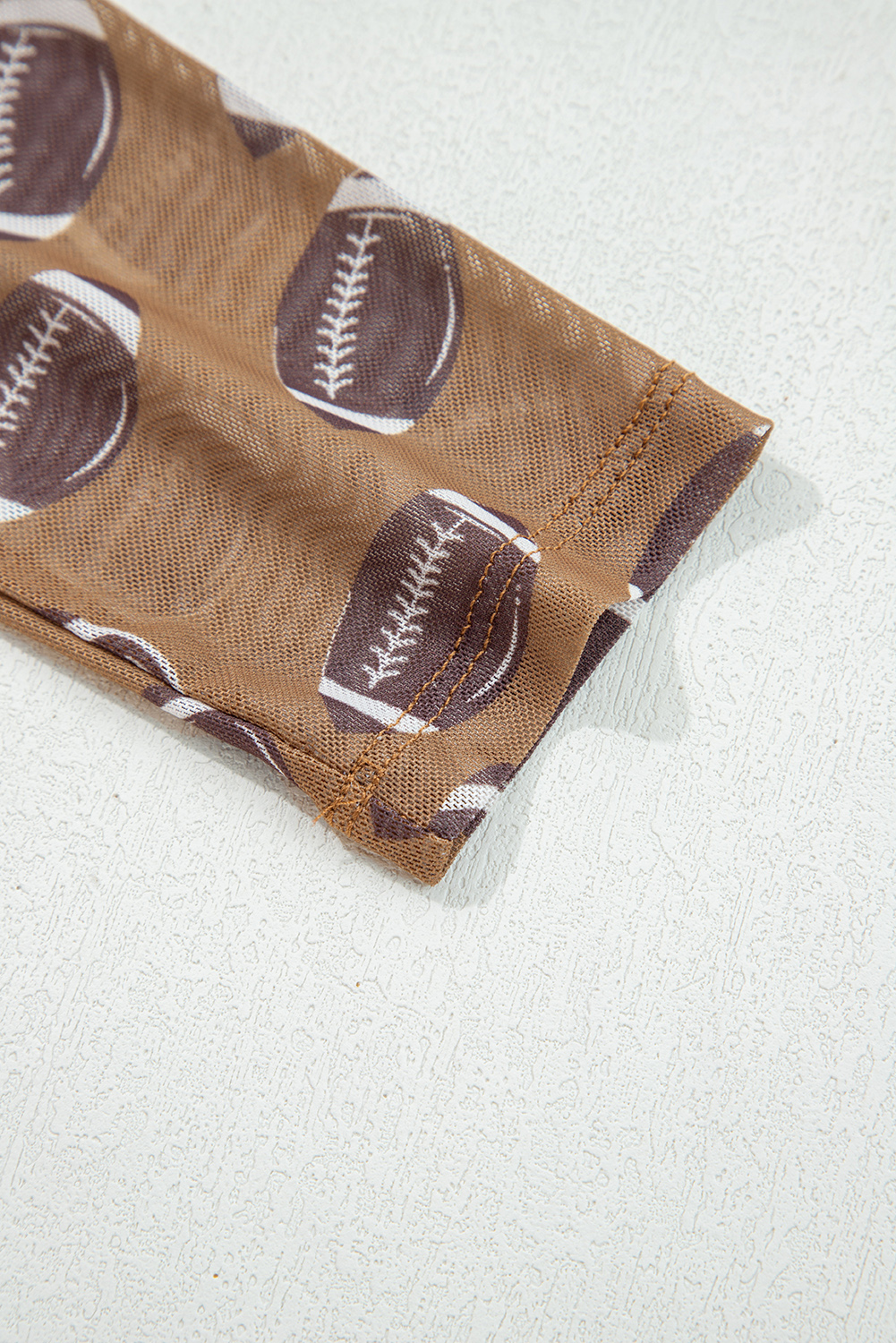 Brown Game Day Rugby Mesh Sheer Long Sleeve Top - Image 8
