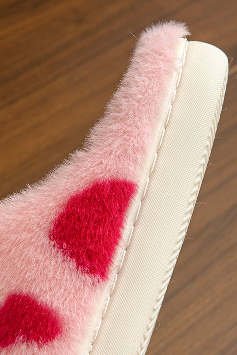 Fiery Red Valentines Heart Shape Winter Fuzzy Slippers - Image 6