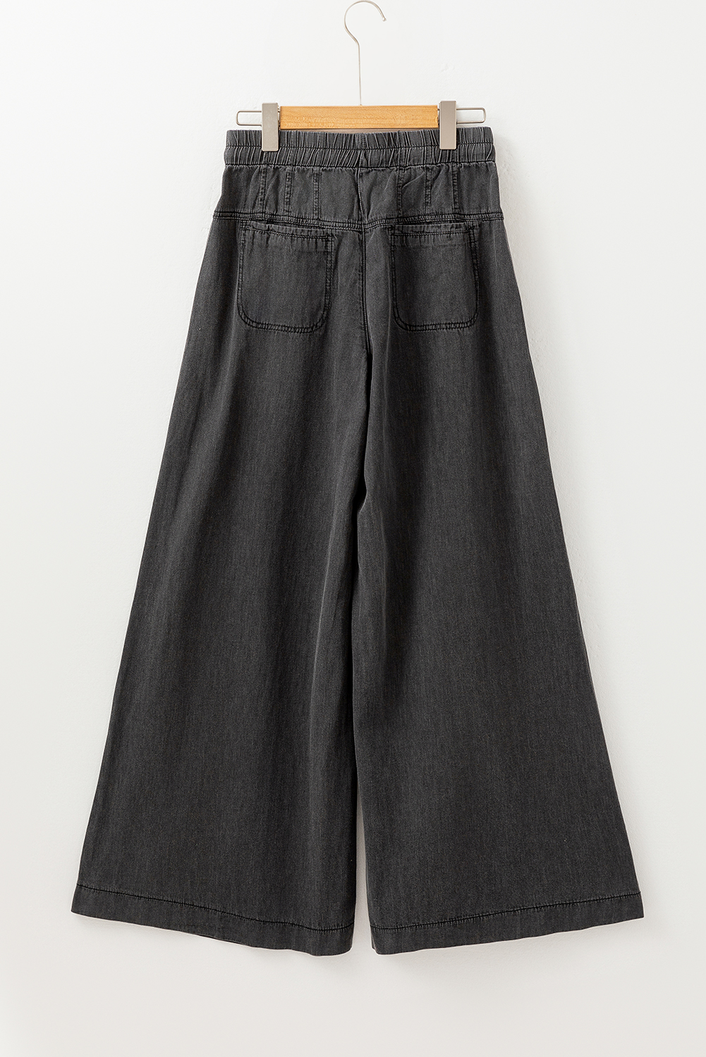 Carbon Grey Mineral Wash Button Fly Waist Wide Leg Jeans - Image 4