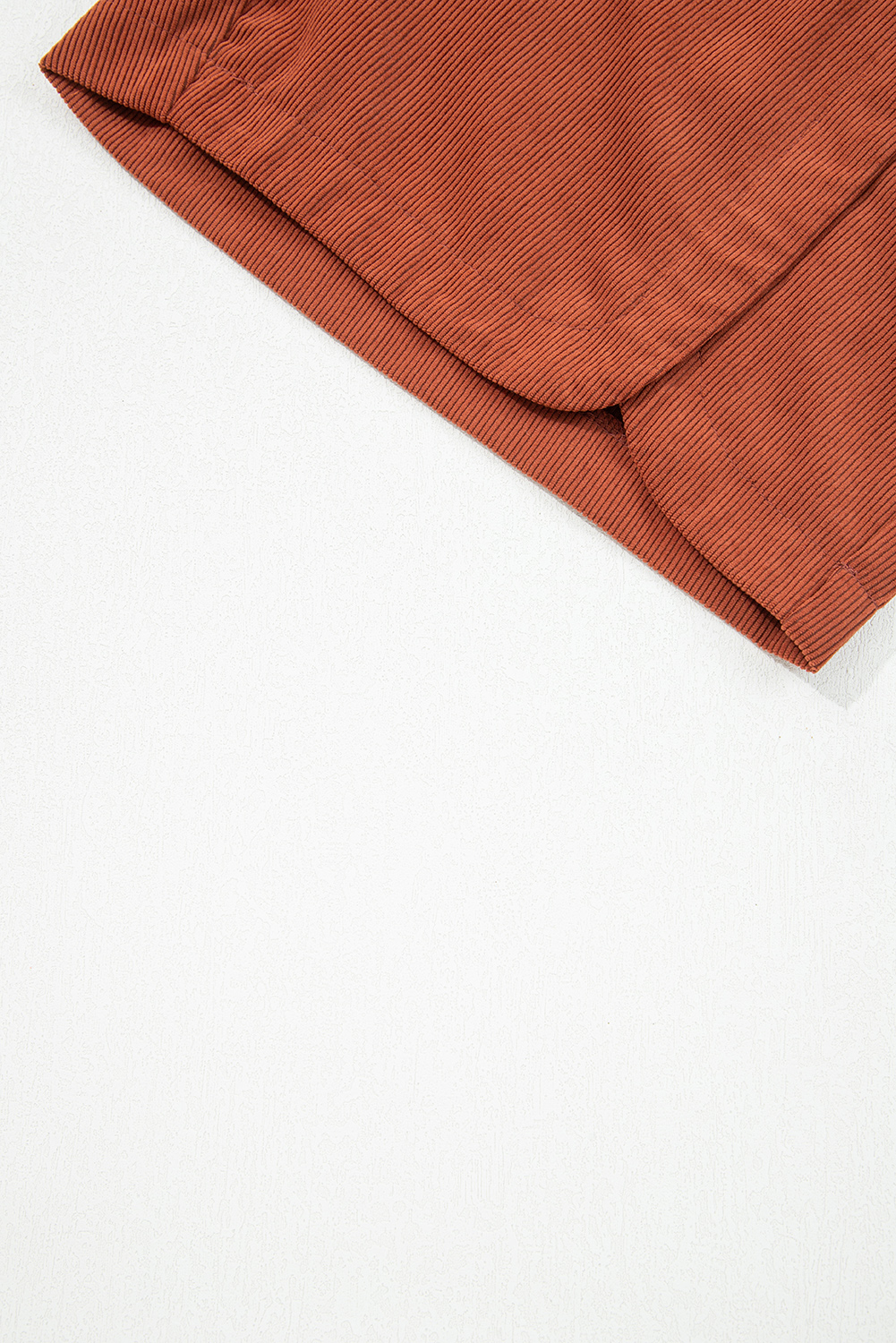 Clay Button Decor Scalloped Edge High Waist Corduroy Shorts - Image 7