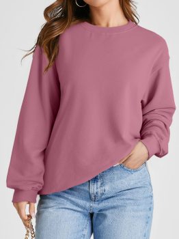 Valerian Plain Drop Shoulder Crewneck Pullover Sweatshirt