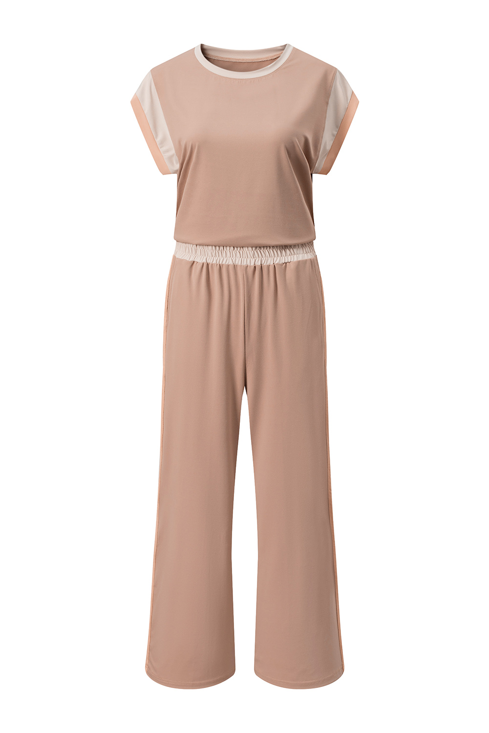 Smoke Gray Color Block Detail Casual Two-piece Set - Image 3