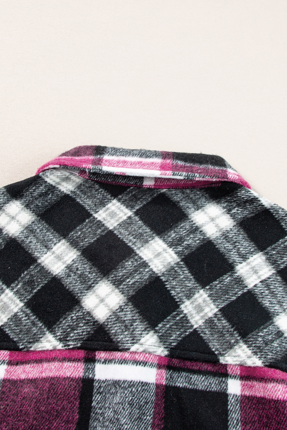 Black Plaid Colorblock Loose Shacket - Image 8