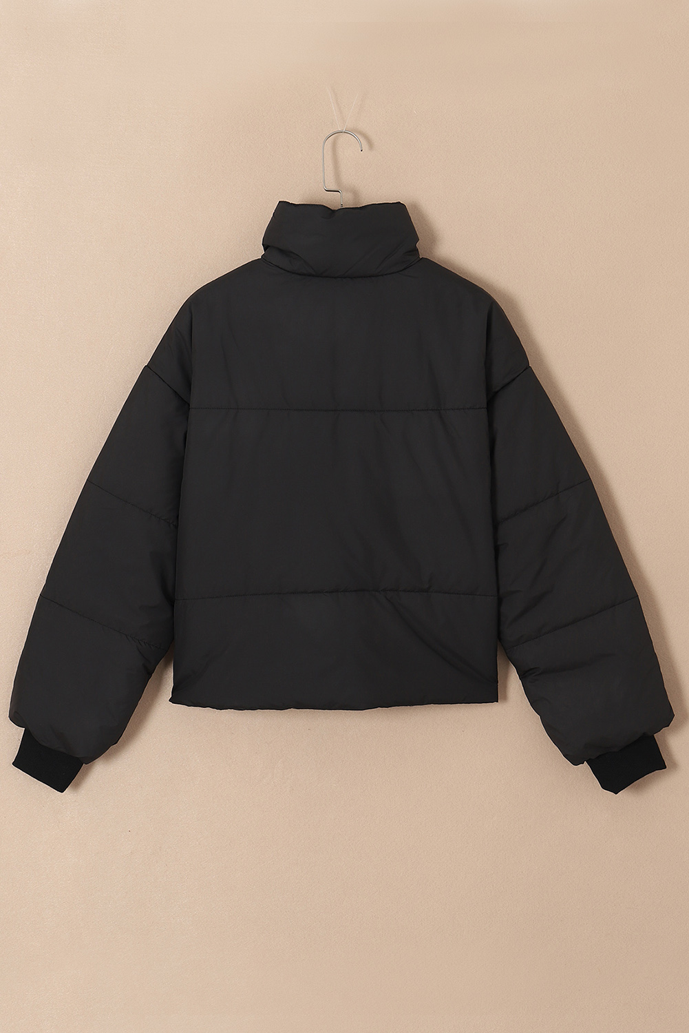 Black Zip Up Pocketed Puffer Jacket - Image 6