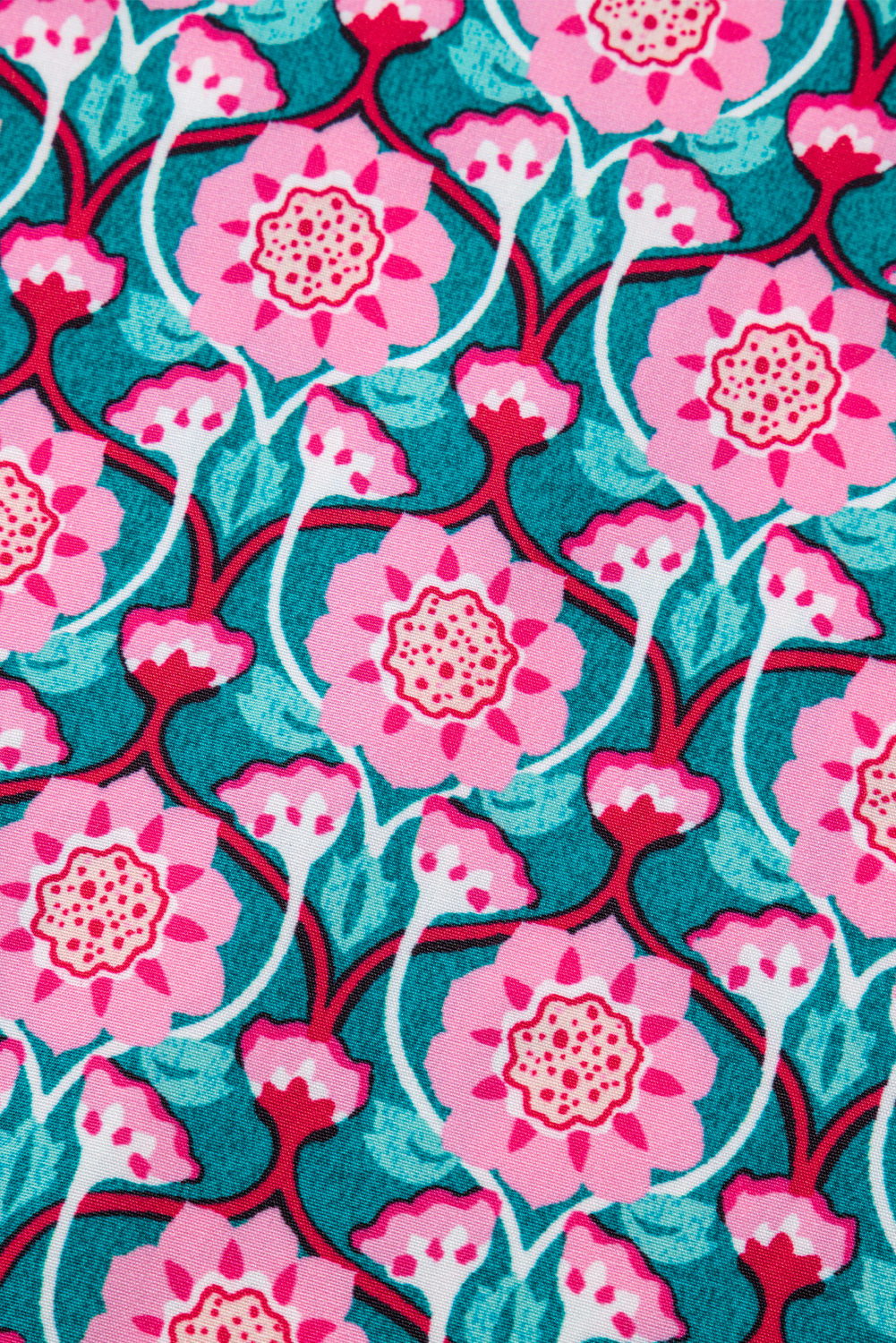 Sachet Pink V-Neck Ruffle Abstract Floral Print Puff Sleeve Top - Image 8