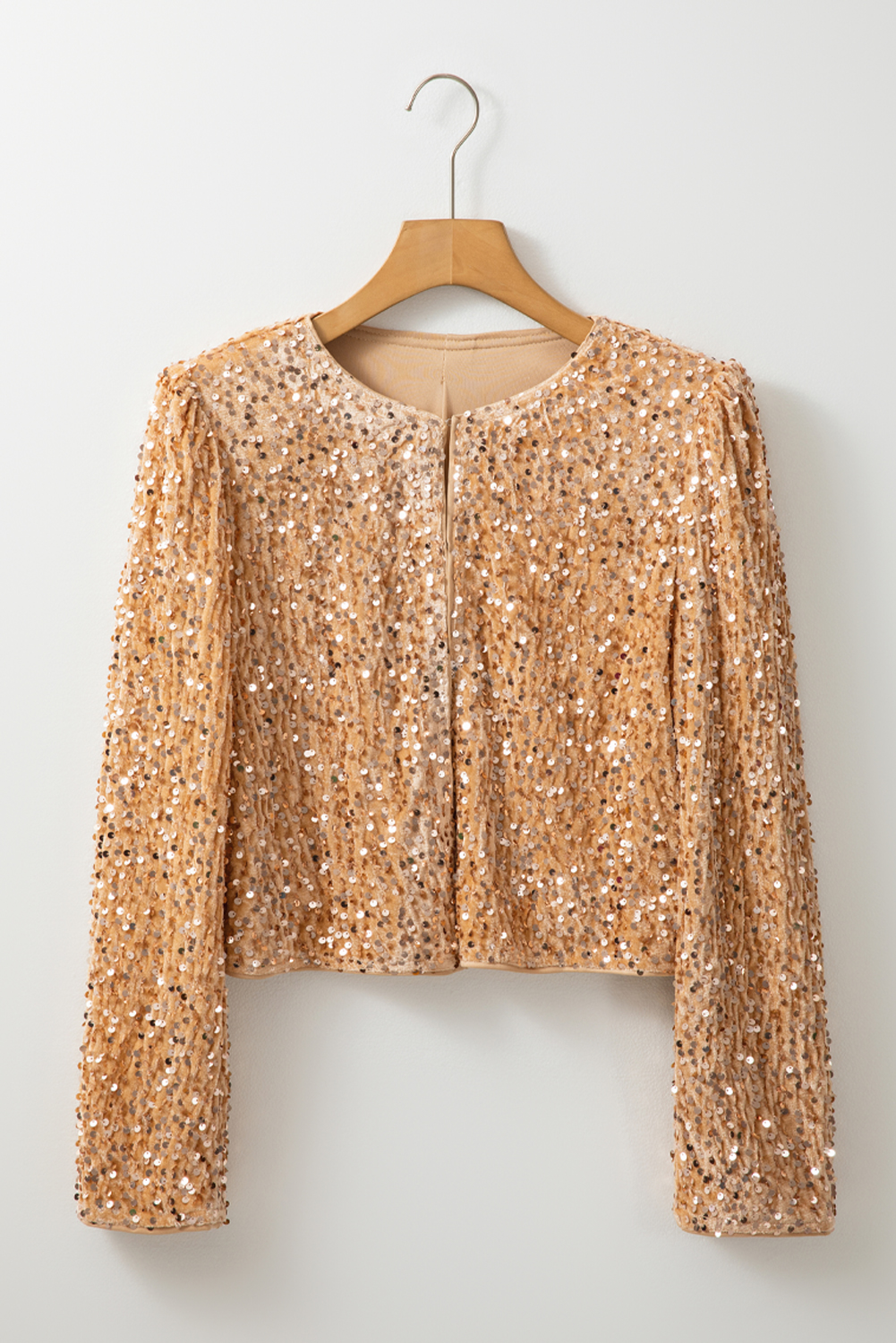 Golden Fleece Sequined Open Front Cropped Jacket - Image 6