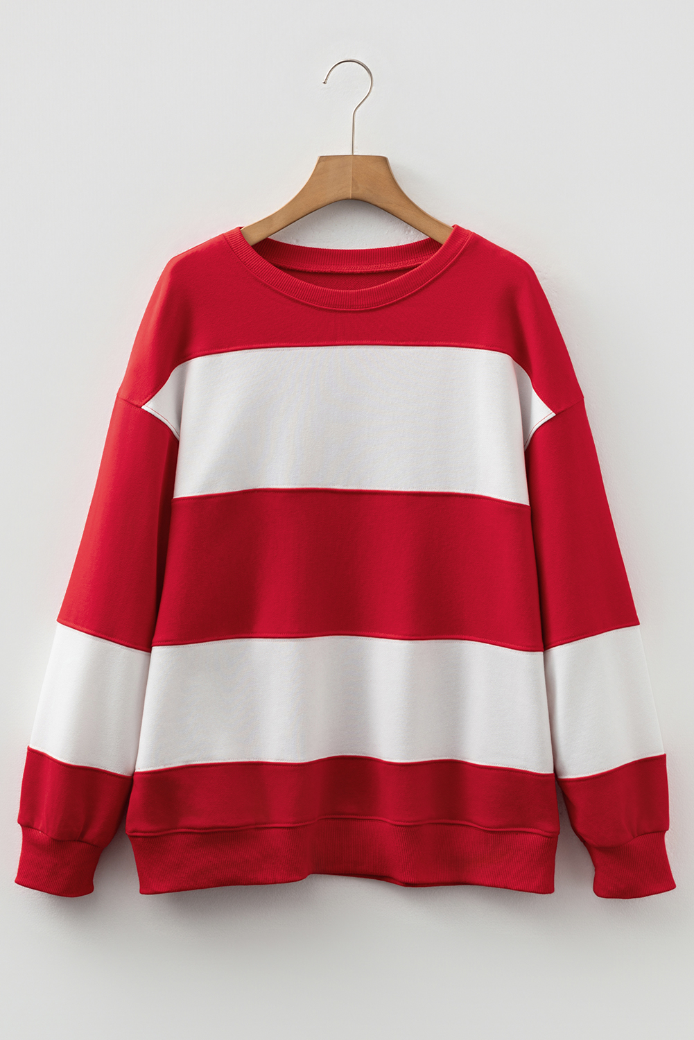 Fiery Red Colorblock Drop Shoulder Baggy Sweatshirt - Image 3