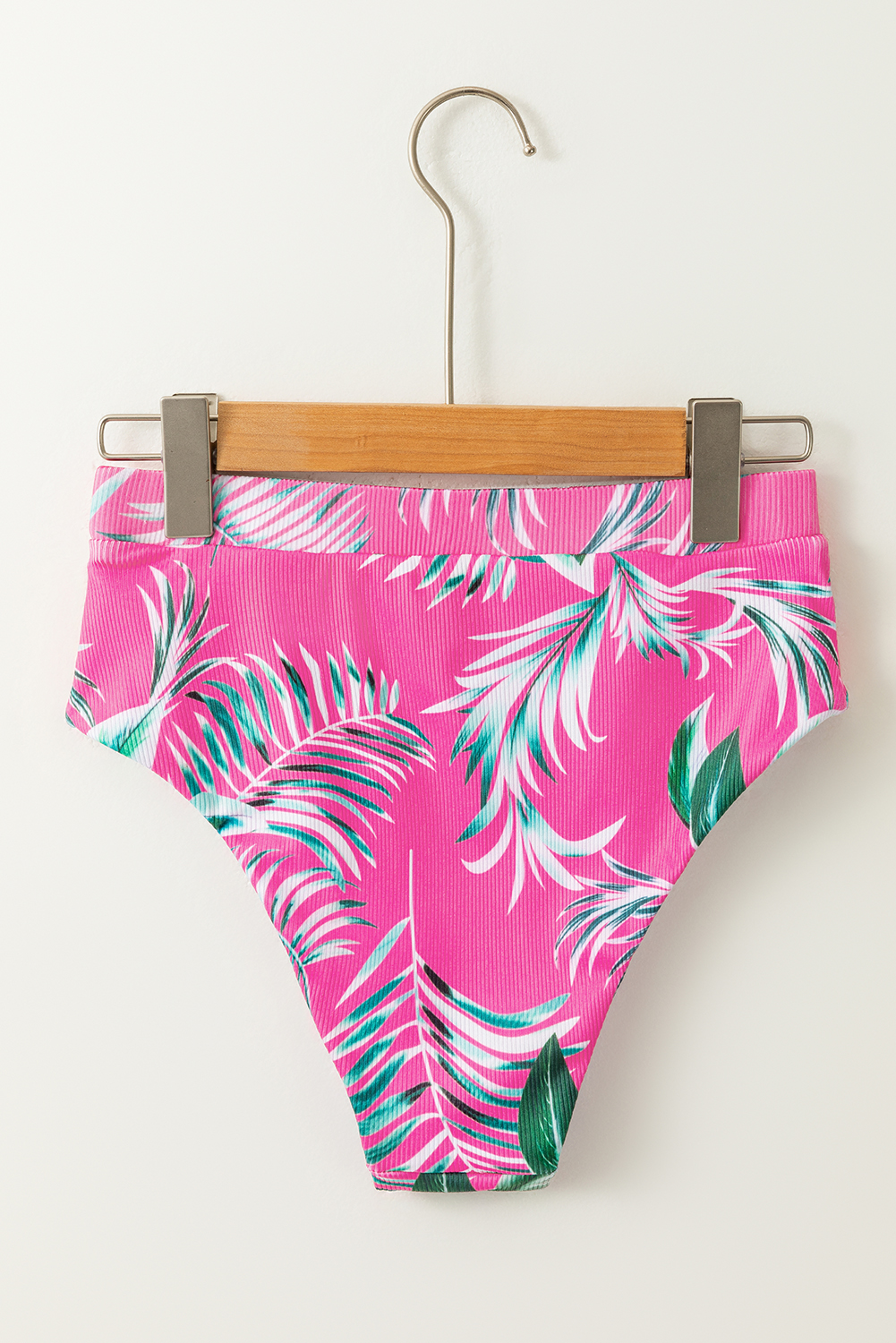 Rose Tropical Print Textured Bikini Bottoms - Image 6
