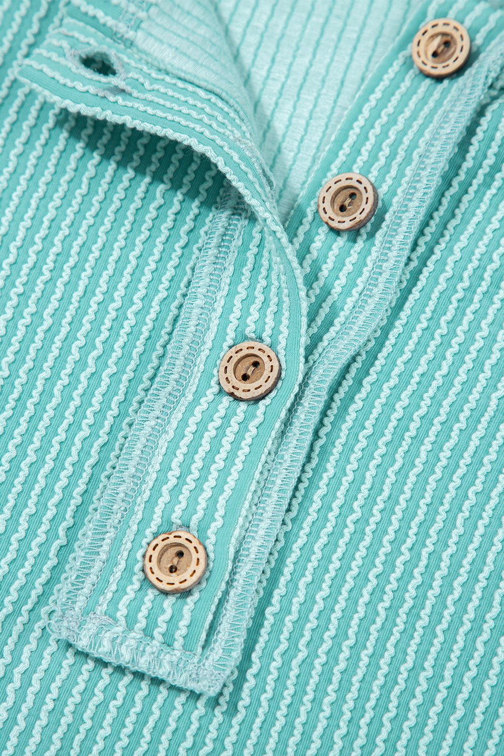 Multicolour Twisted Ribbed Knit Colorblock Henley Top - Image 6