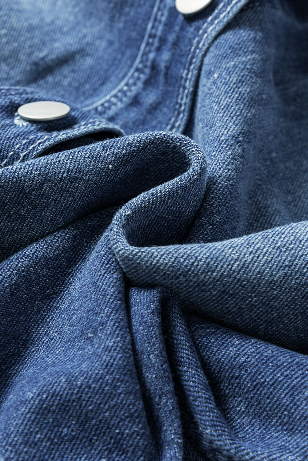 Sky Blue Light Wash Distressed Frayed Long Denim Jacket - Image 7