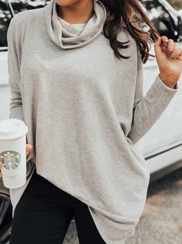 Gray Cowl Neck Shift Tunic Top