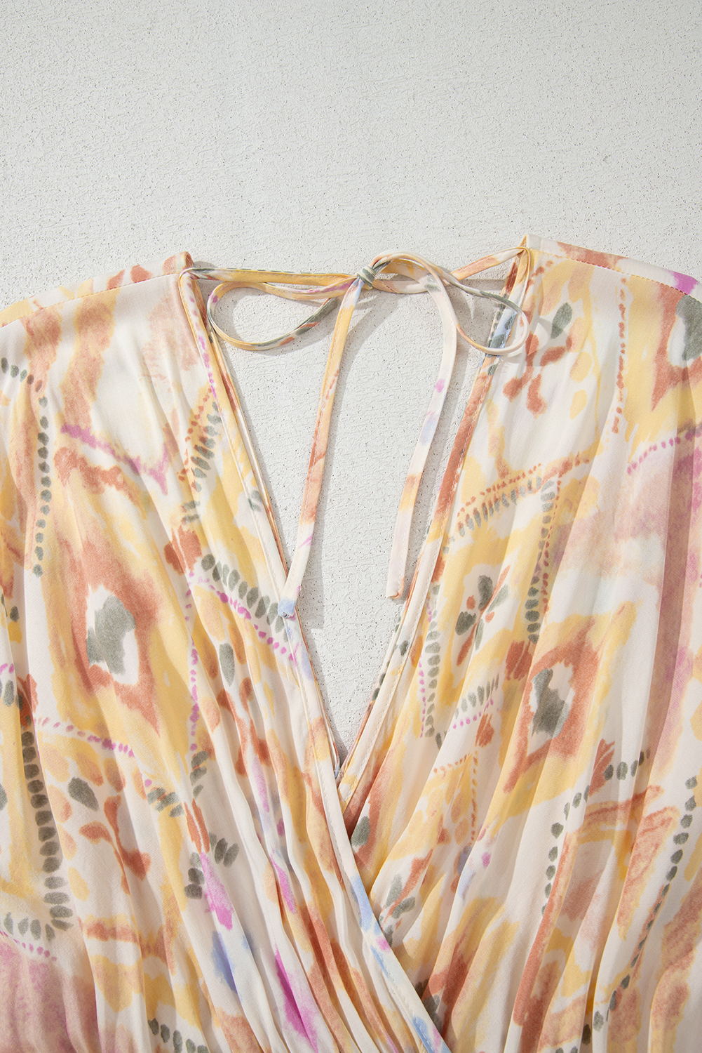 Multicolour Geometric Print Half Sleeve Shirred High Waist Maxi Dress - Image 5