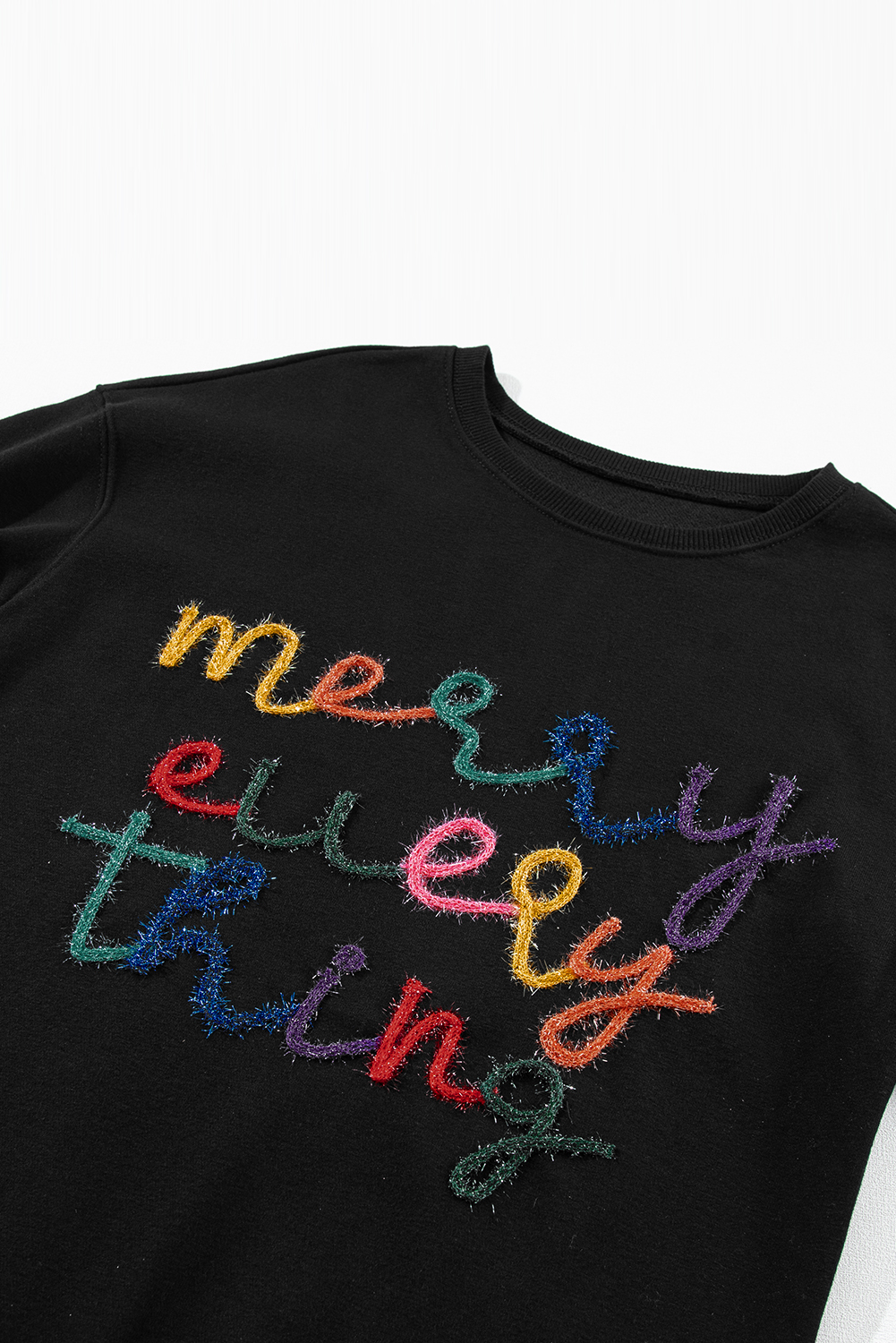 Black Merry Every Thing Tinsel Slogan Sweatshirt - Image 8