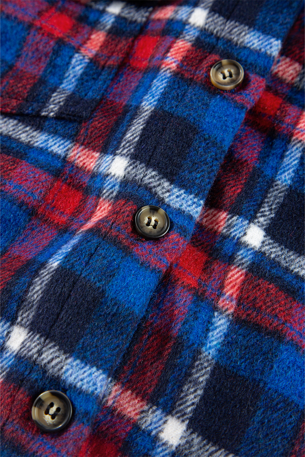 Navy Blue Plaid Flap Pocket Button Up Shacket - Image 6