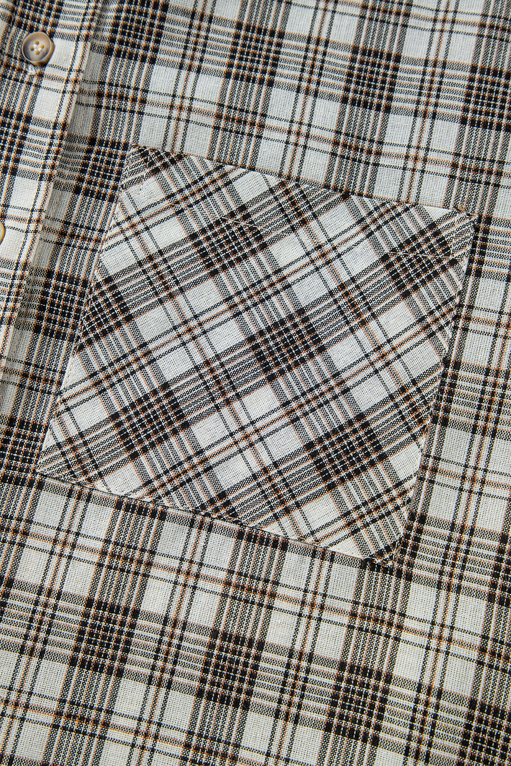 Black Checkered Print Loose Fit Buttoned Hooded Shacket - Image 7