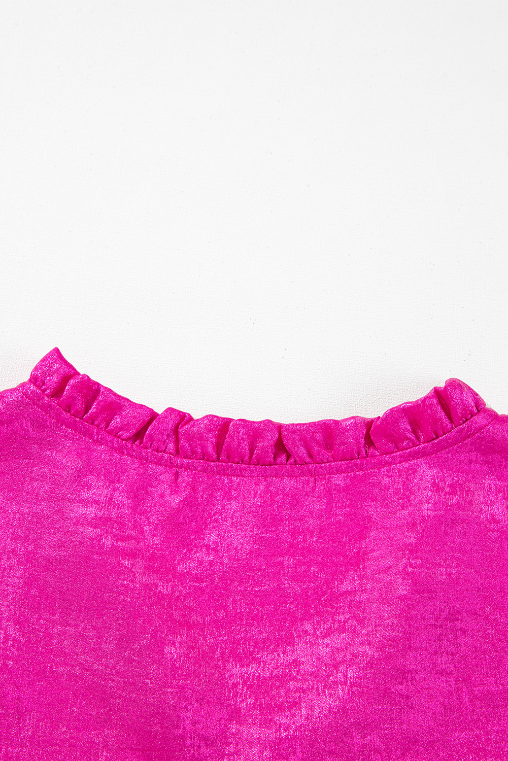 Rose Red Metallic Frilled V Neck Puff Sleeve Babydoll Blouse - Image 7