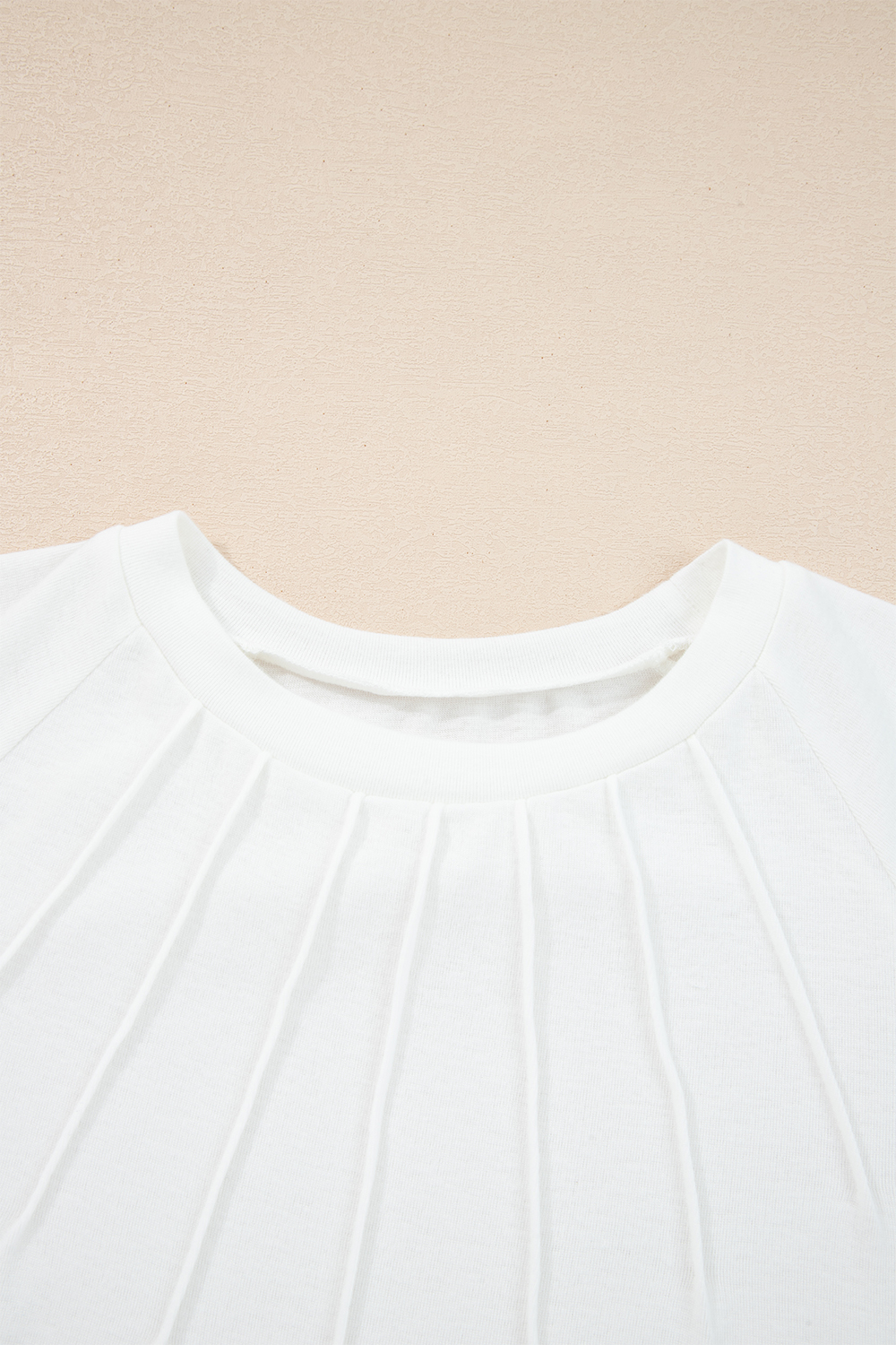 White Solid Color Seam Detail Raglan Long Sleeve Top - Image 7