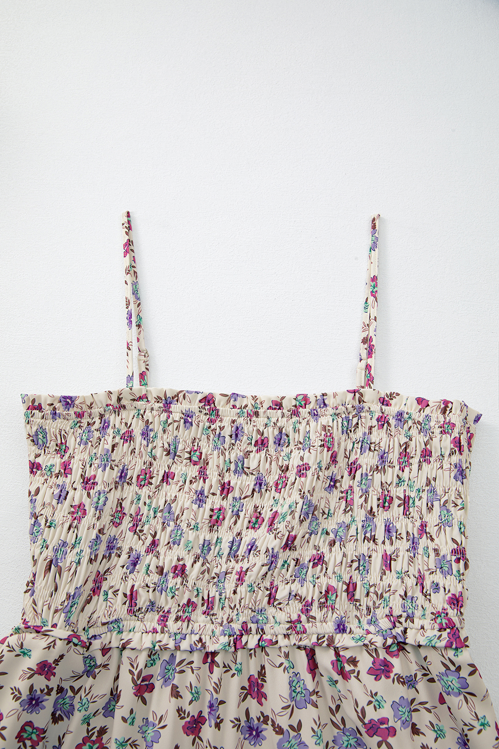 Multicolour Bohemian Ditsy Floral Smocked Fit Flare Sundress - Image 7