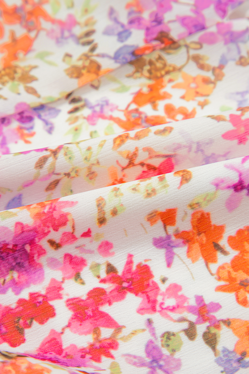 Red Floral Puff Sleeve Notched V Neck Tiered Mini Dress - Image 8