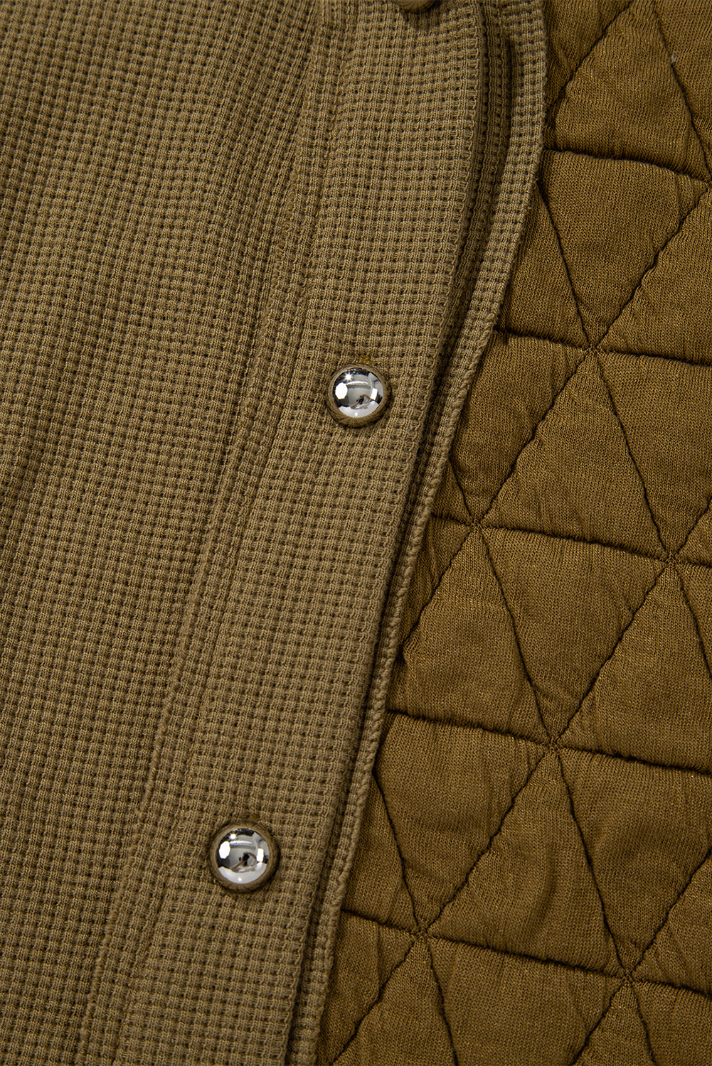 Jungle Green Quilted Textured Patchwork Loose Fit Hooded Jacket - Image 7