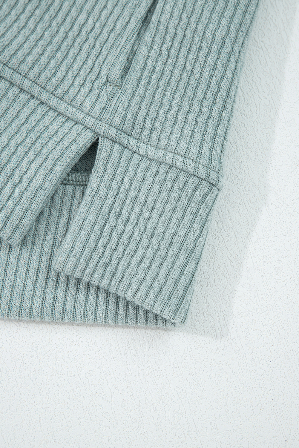 Clearly Aqua Ribbed Drop Shoulder Knit Hoodie - Image 7