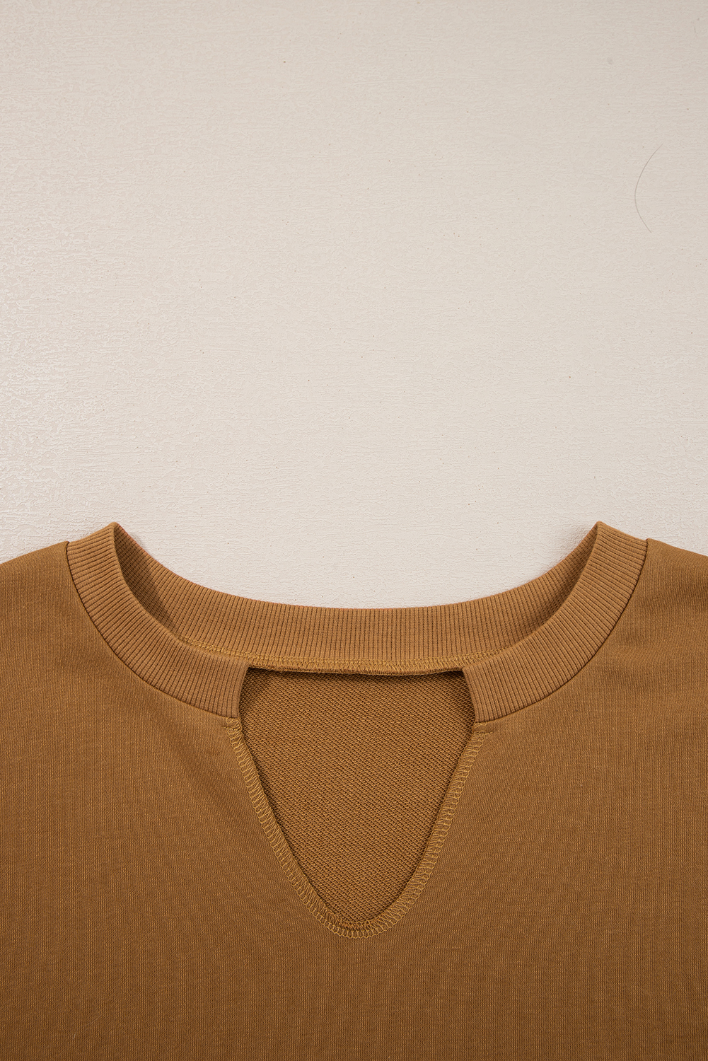 Multicolor Oversized Mixed Textured Split Neck High Low Patchwork Sweatshirt - Image 5