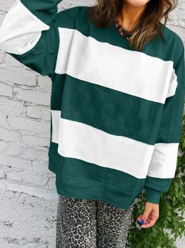 Evergreen Colorblock Drop Shoulder Baggy Sweatshirt