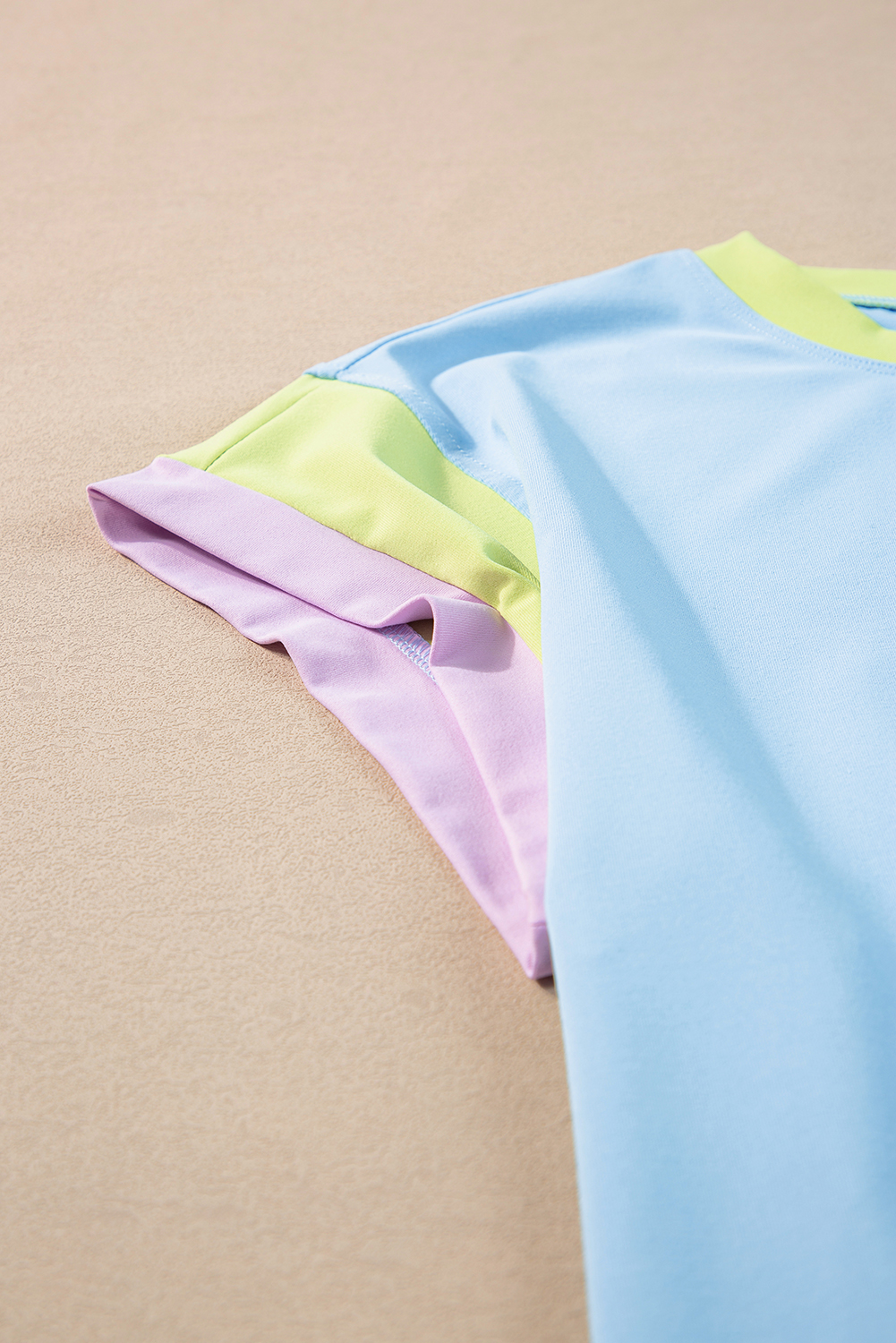 Sky Blue Color Block Detail Casual Two-piece Outfit - Image 7