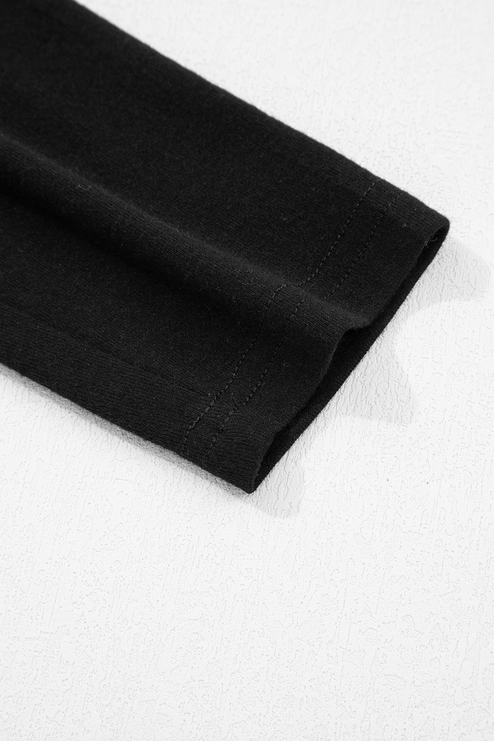 Black Solid Color Seam Detail Raglan Long Sleeve Top - Image 7