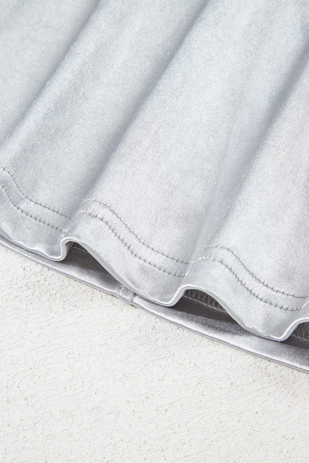 Silvery Metallic Luster Crew Neck Shift Tank Top - Image 8