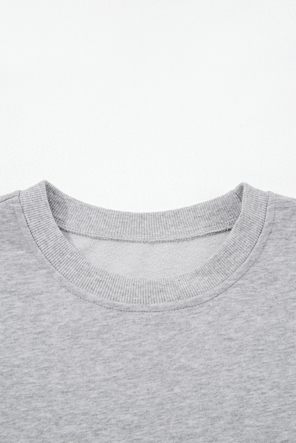 Light Grey Contrast Bow Applique Drop Sleeve Round Neck Sweatshirt - Image 6