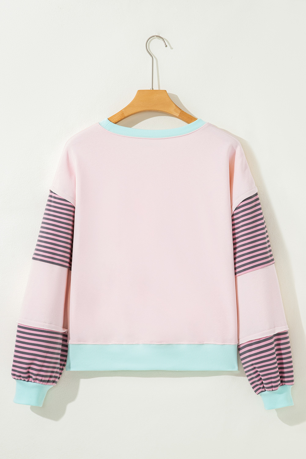 Delicacy Striped Colorblock Patchwork Drop Shoulder Sweatshirt - Image 7