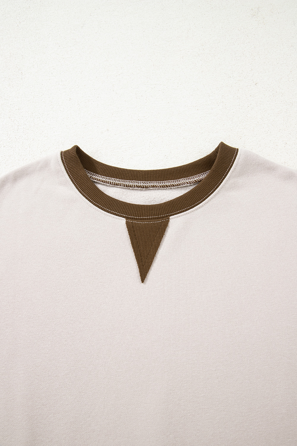 Parchment Striped Colorblock Patchwork Drop Shoulder Sweatshirt - Image 8