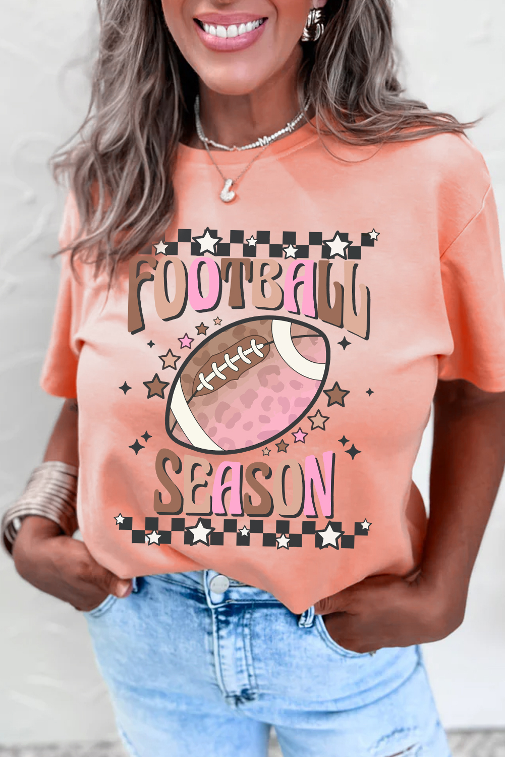 Pink FOOTBALL SEASON Graphic Game Day T Shirt - Image 3