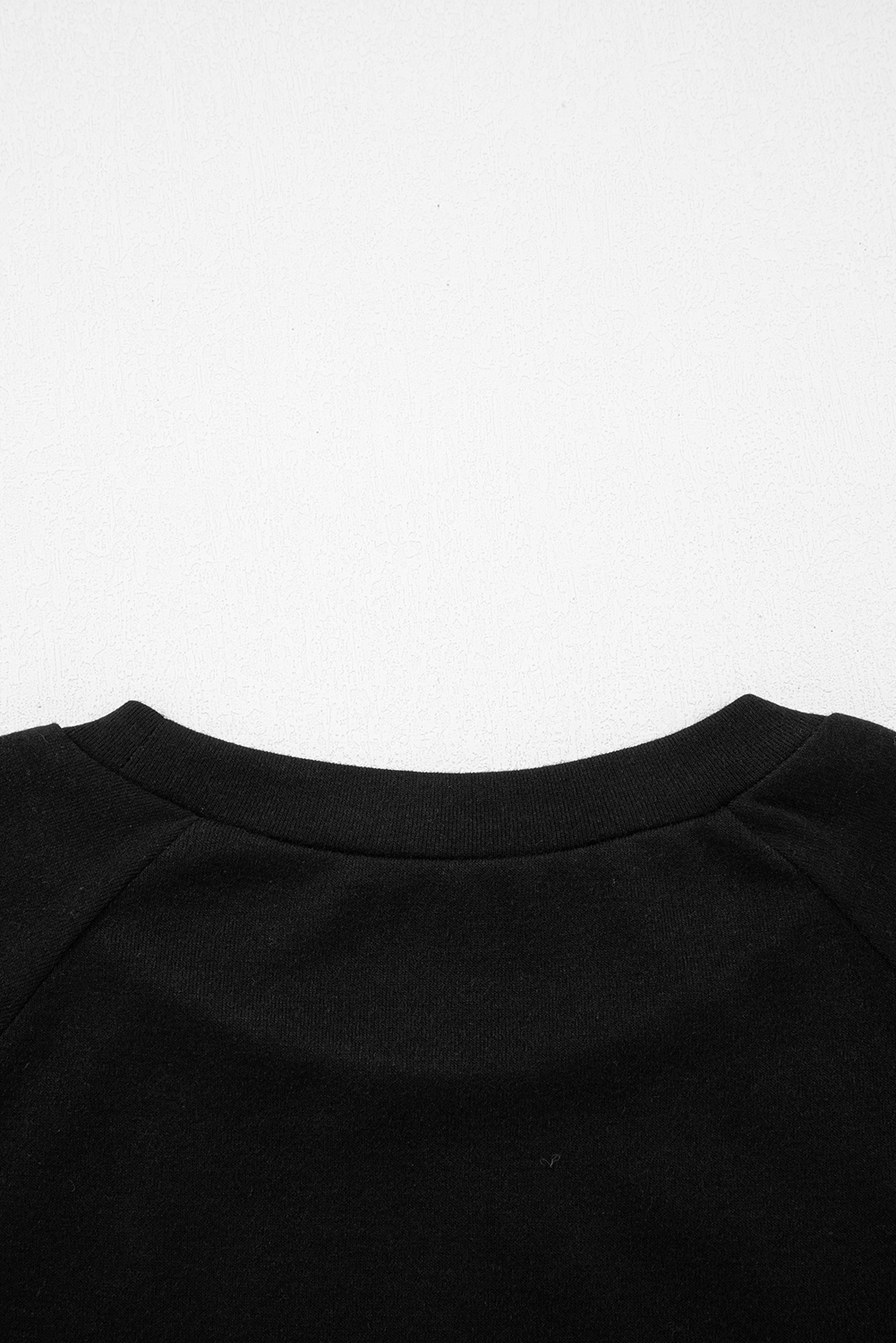 Black Solid Color Seam Detail Raglan Long Sleeve Top - Image 8