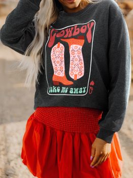 Carbon Grey Cowboy Queen Card Drop Shoulder Graphic Sweatshirt