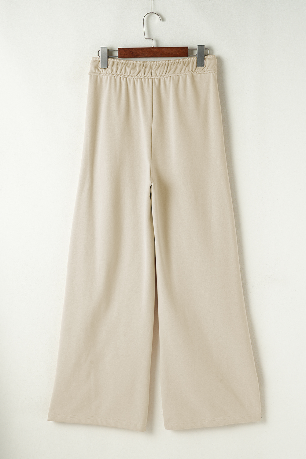 Apricot Loop Drawstring Elastic Waistband Casual Wide Leg Pants - Image 5