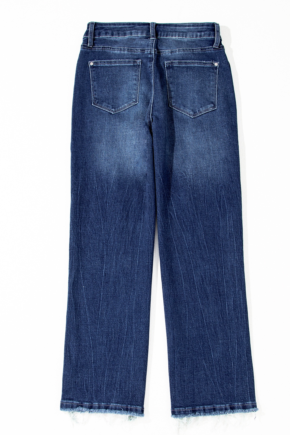 Sail Blue Mineral Wash Raw Hem High Waist Flared Jeans - Image 4