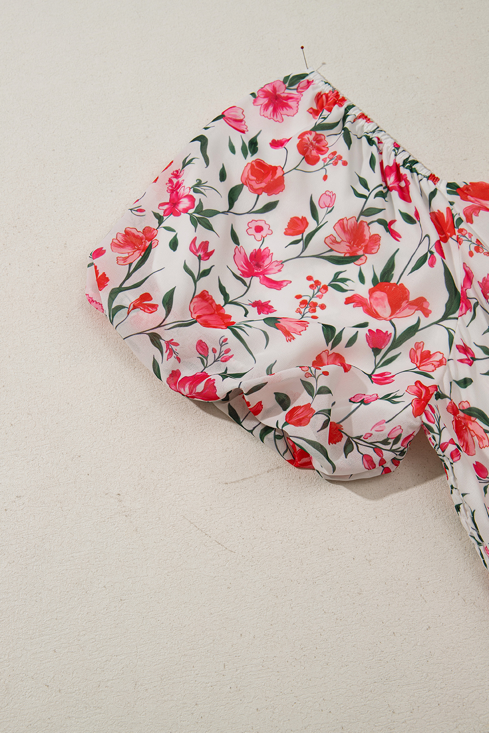 Pink Plus Size Floral Square Neck Puff Sleeve Ruffle Maxi Dress - Image 8