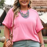 Bonbon Corded Patchwork Pocketed Plus Size T Shirt