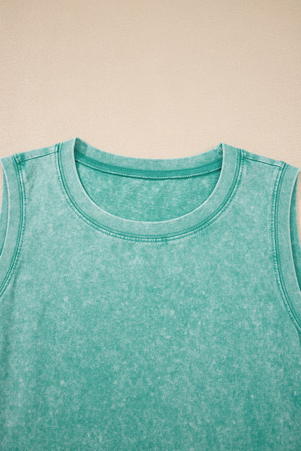 Sea Green Mineral Wash Tank Mini Dress with Pockets - Image 6