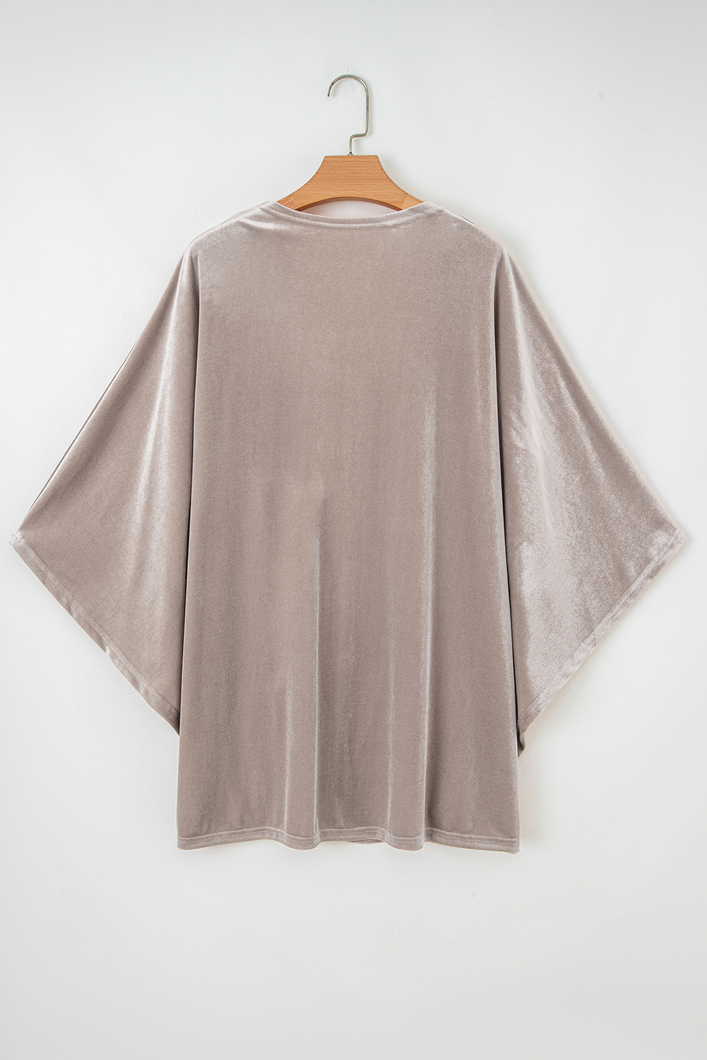 Smoke Gray 3/4 Sleeve Open Front Velvet Kimono - Image 6