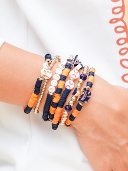 Russet Orange 7pcs Game Day Football Stackable Bracelet Set
