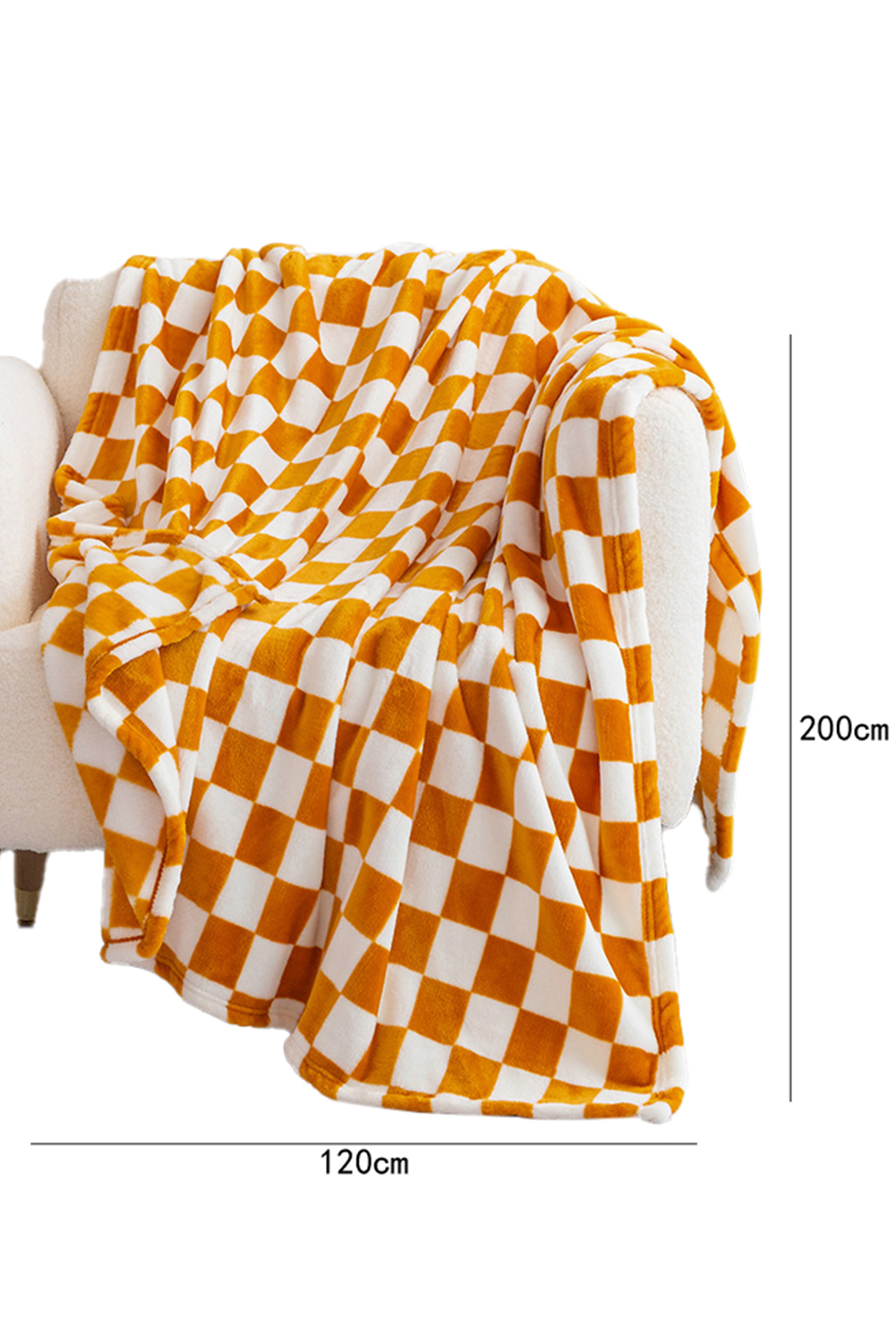 Yellow Checkerboard Printed Soft Throw Blanket 120*200cm - Image 5