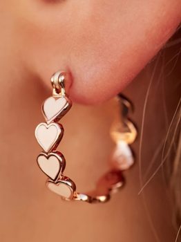 White Heart Shape Plated Alloy Small Hook Earrings