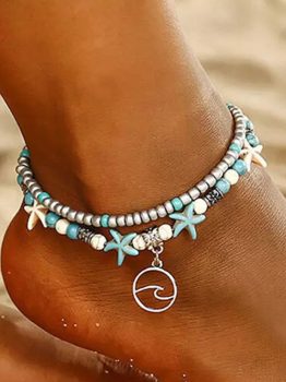 Sky Blue Beach Double Anklet
