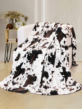 Multicolour Cow Spots Plush Blanket