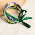 Green 5pcs Glitter Jelly Bow Knot Ribbon Bracelet Set