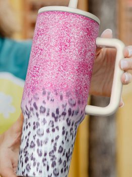 Pink Leopard Gradient 40oz Stainless Steel Thermos Travel Cup